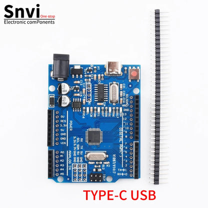 Placa Desarrollo UNO R3 (ATMEGA328P, CH340/ATEGA16U2) compatible Arduino con Cable + Placa Expansión Proto Shield R3/R4