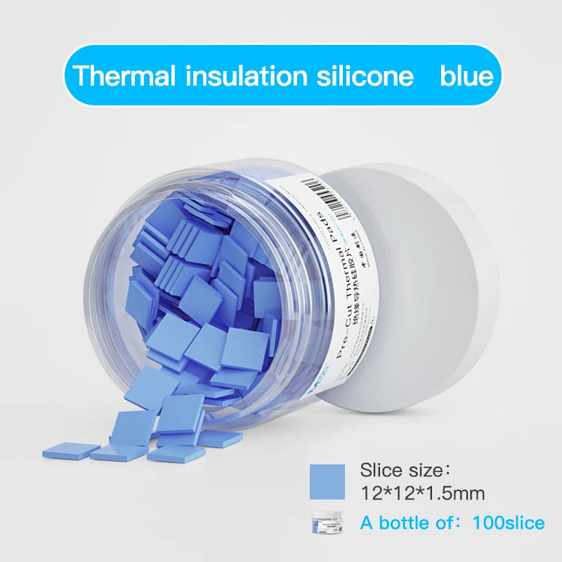 Almohadillas Térmicas Precortadas MaAnt para Chip IC (Alta Conductividad Térmica, Autoadhesivas) Lámina Silicona Reparación Placa Base Móvil