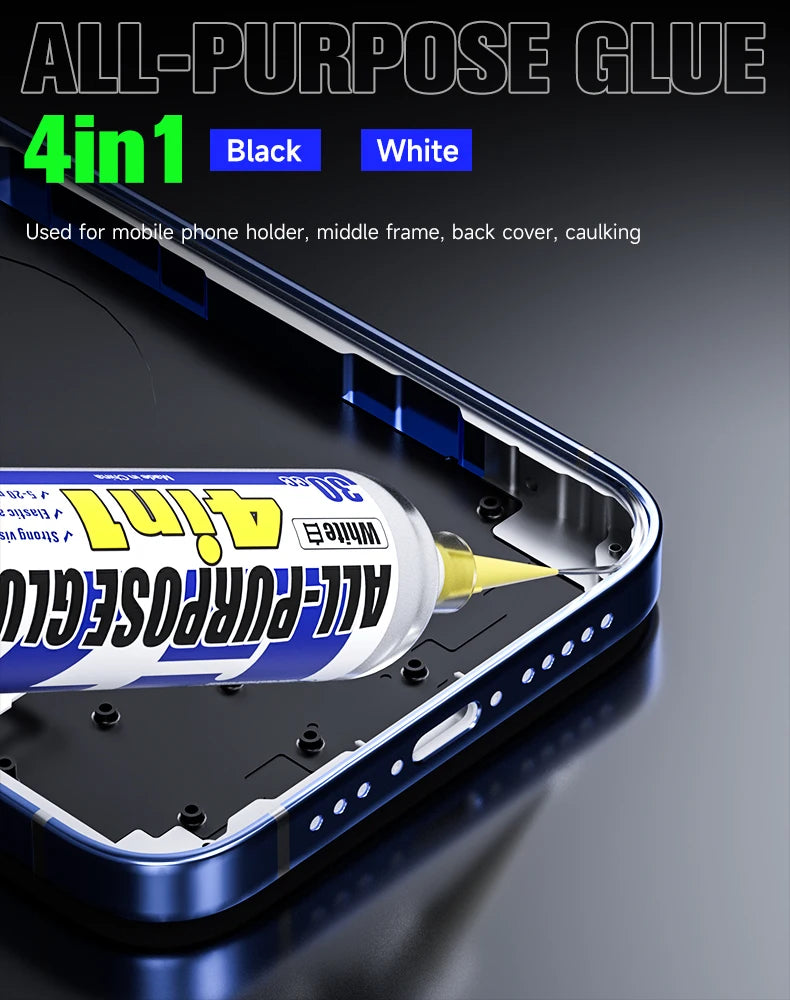 Pegamento Adhesivo Estructural Multiuso MECHANIC G7 (30cc) con 10 Puntas para Marco/Pantalla Teléfono Móvil (Calafateo, Negro/Blanco)