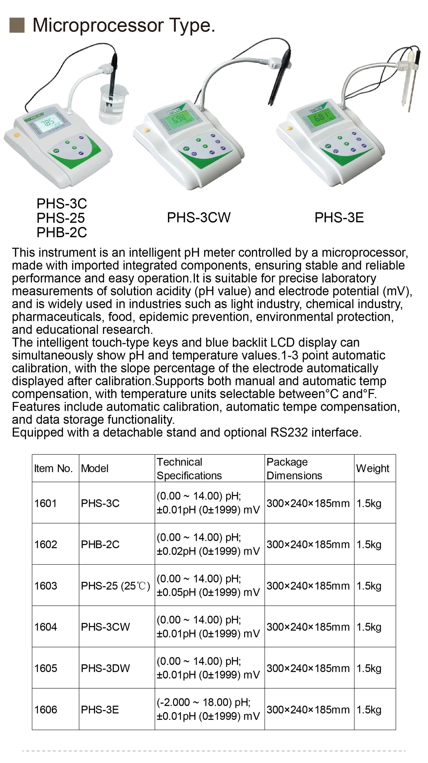Medidor de pH de Sobremesa PHS-3C para Laboratorio - Tester Digital Calidad Agua Alta Precisión