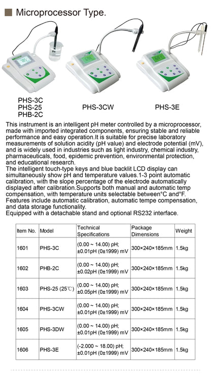 Medidor de pH de Sobremesa PHS-3C para Laboratorio - Tester Digital Calidad Agua Alta Precisión