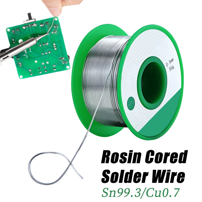 Rollo Alambre Soldadura Sin Plomo (Sn99.3/Cu0.7) Alta Pureza para Reparación Electrónica (Flux Protección Ambiental)