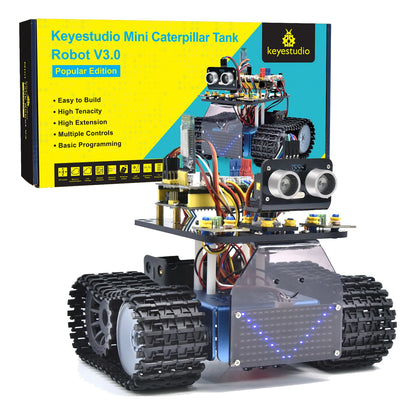 Kit Robot Tanque Inteligente Keyestudio Mini V3.0 (Actualizado) DIY STEM Programable compatible Arduino/Mixly