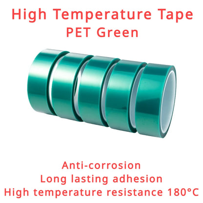 Cinta Adhesiva PET Film Poliamida Resistente Calor (Verde, Ancho 25mm, Largo 33m)