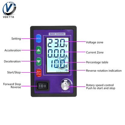 Controlador Velocidad Motor DC (10-55V 30A) PWM con Display LCD y Control Remoto Inalámbrico