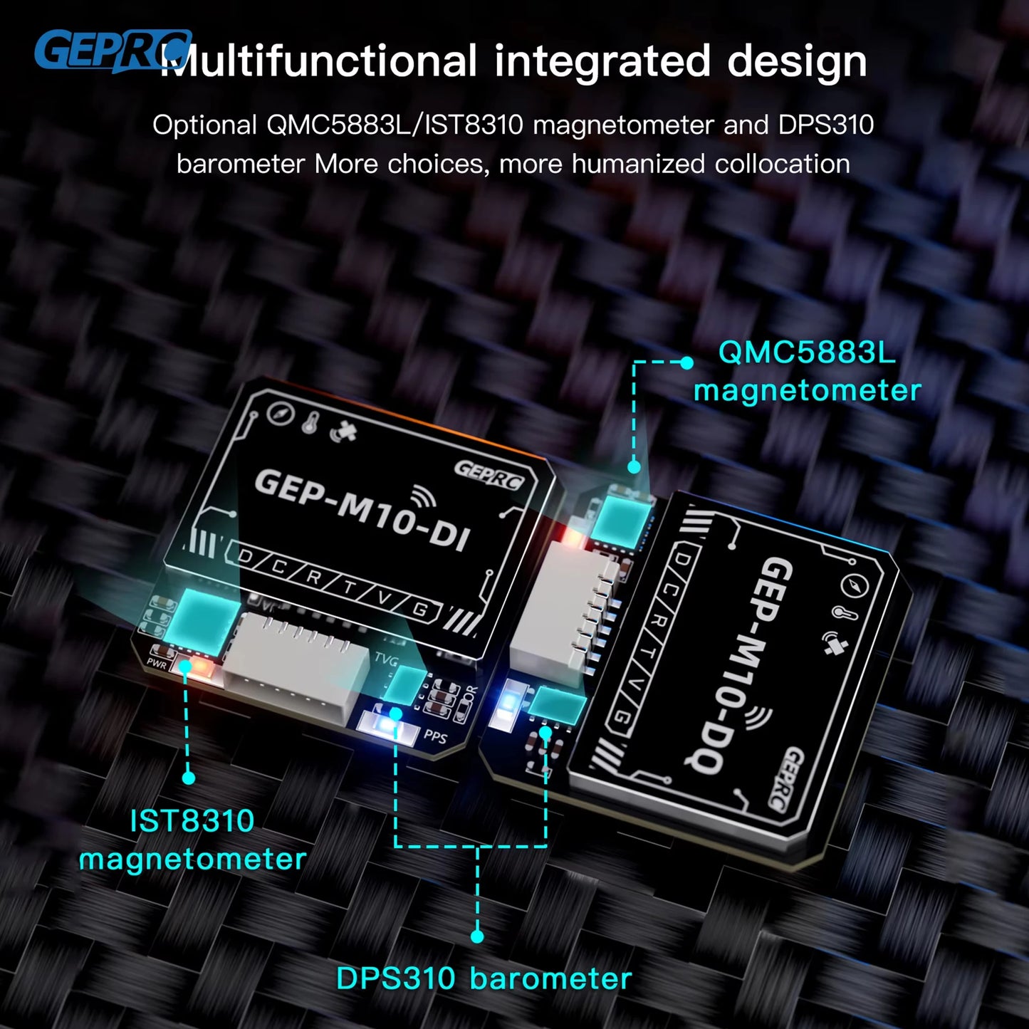 Módulo GPS GEPRC Serie GEP-M10 con Chip Flash, Magnetómetro QMC5883, Barómetro DPS310 y Capacitor Farad para Drones RC