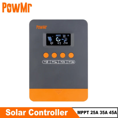 Controlador Cargador Solar MPPT PowMr 25A/35A/45A 12V/24V Auto Regulador Panel Batería LiFePO4 Max PV 100VDC