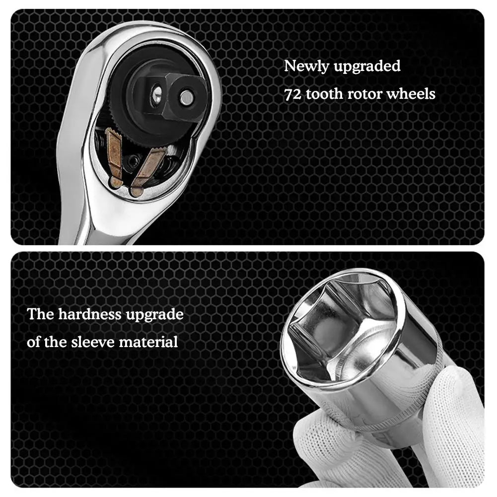 Juego Llaves Vaso Tubo con Ratchet (1/4", 3/8", 1/2") Herramientas Mano para Reparación Auto/Mecánica