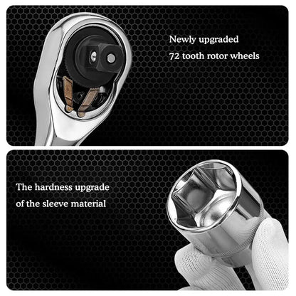 Juego Llaves Vaso Tubo con Ratchet (1/4", 3/8", 1/2") Herramientas Mano para Reparación Auto/Mecánica