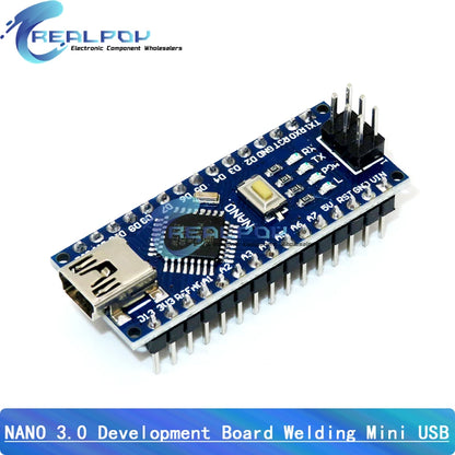 Placa Nano 3.0 (ATMEGA328P, 16MHz, CH340) con Bootloader (Puerto Mini/Tipo C/Micro USB) + Cable USB compatible Arduino
