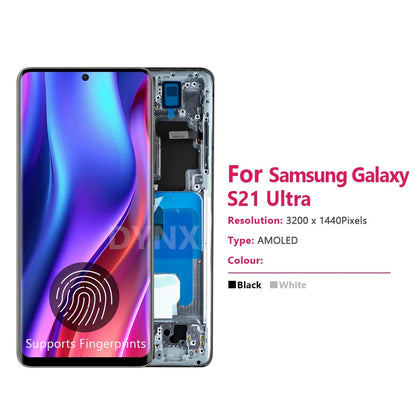 Pantalla S21 Ultra AMOLED de 6,8 pulgadas con huellas dactilares para Samsung Galaxy S21 Ultra 5G G998B G998B/DS pantalla Lcd montaje de pantalla táctil
