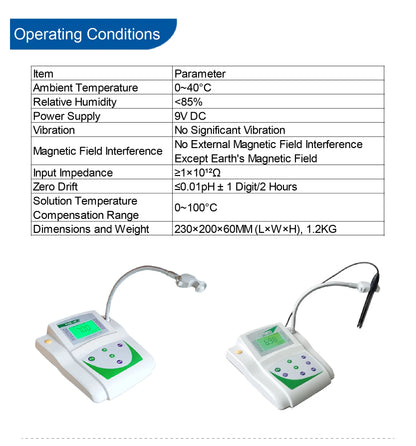 Medidor de pH de Sobremesa PHS-3C para Laboratorio - Tester Digital Calidad Agua Alta Precisión