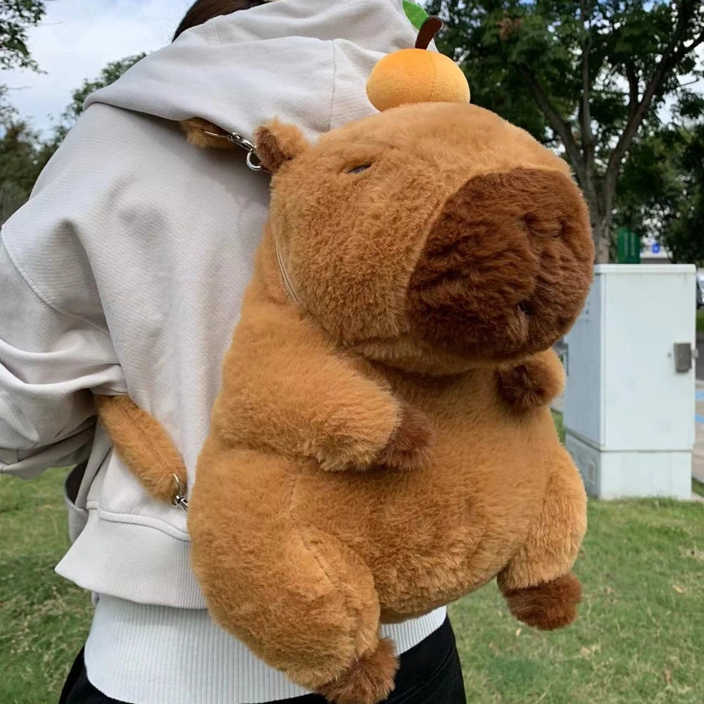Mochila Peluche Capibara Kawaii Bolso Hombro/Mini Morral Muñeco Peludo Regalo