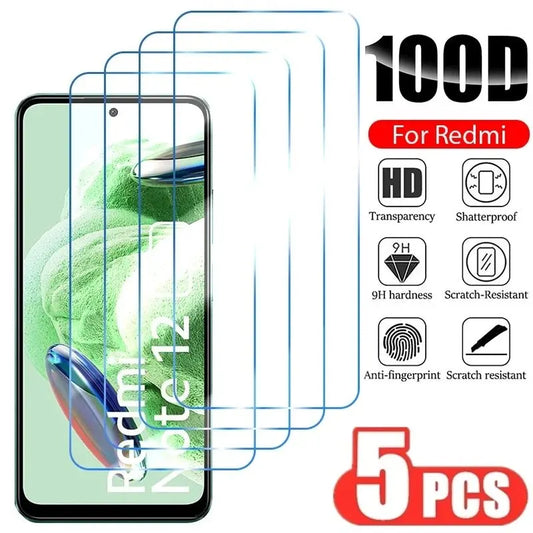 Protector Pantalla Cristal Templado HD para Xiaomi Redmi Note 9-13 Pro/10S/11S / Poco X3 Pro-X6/F3-F5 (Pack 5 Unidades)