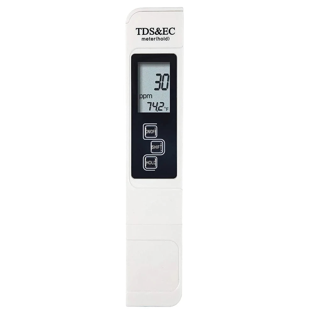Medidor Digital TDS Agua Portátil Alta Precisión (Pantalla Grande) para Agua Purificada/Grifo Hogar (Blanco)