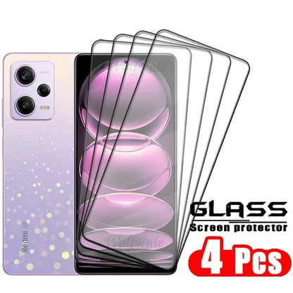 4PCS For Redmi Note 12 Pro 5G Glass Xiaomi Redmi Note 12 Pro Tempered Glass Full Cover Glue Screen Protector Redmi Note 12 Pro