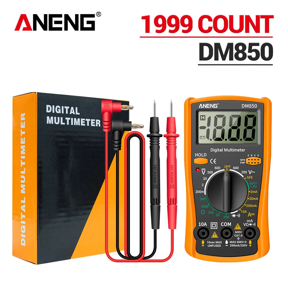 Multímetro Digital Automático Profesional ANENG DM850 (1999 Cuentas) Tester Voltaje AC/DC/Ohm/Corriente Amperímetro Detector