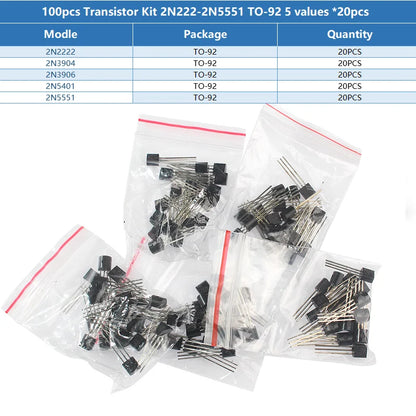 Kit Surtido Transistores BJT TO-92 NPN/PNP (A1015, BCxxx, S8xxx, 2Nxxxx) - 50-900 Piezas
