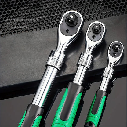 Juego Llaves Vaso Tubo con Ratchet (1/4", 3/8", 1/2") Herramientas Mano para Reparación Auto/Mecánica