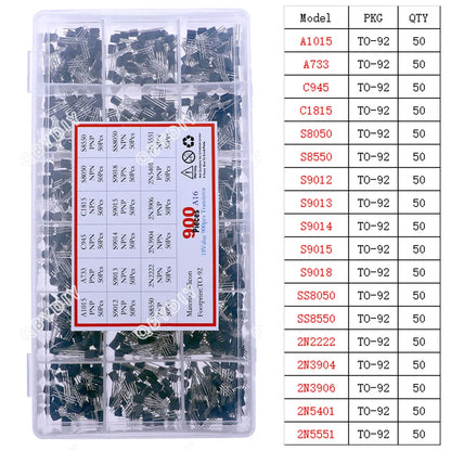 Kit Surtido Transistores/Semiconductores THT (TO-92/126/220) - MOSFET/BJT/Tiristor en Caja