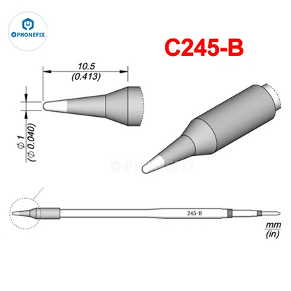 Puntas Cautín Soldador PHONEFIX Serie C245/C470 para Estación JBC / Mango Universal T245/T470 (Reparación PCB/IC)