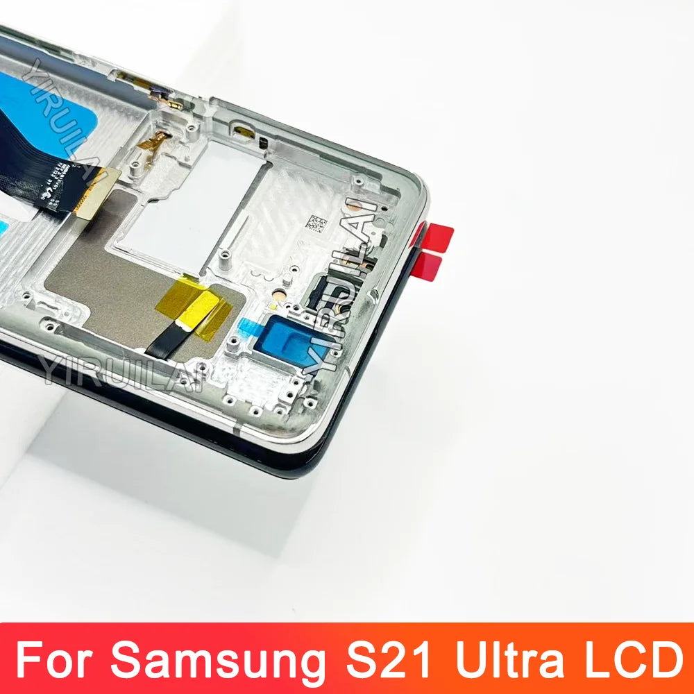 Pantalla Super OLED para Samsung S21 Ultra 5G pantalla LCD Digitalizador de pantalla táctil S21 Ultra con piezas de marco reemplazo LCD