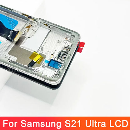 Pantalla Super OLED para Samsung S21 Ultra 5G pantalla LCD Digitalizador de pantalla táctil S21 Ultra con piezas de marco reemplazo LCD