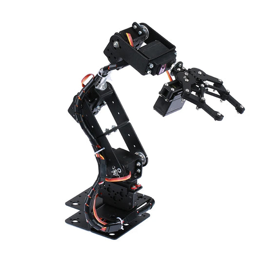 Kit Brazo Robot Mecánico Aleación Metálica 6-DOF (360°, para MG996R) Arduino Robótica Educacional Programable PS2