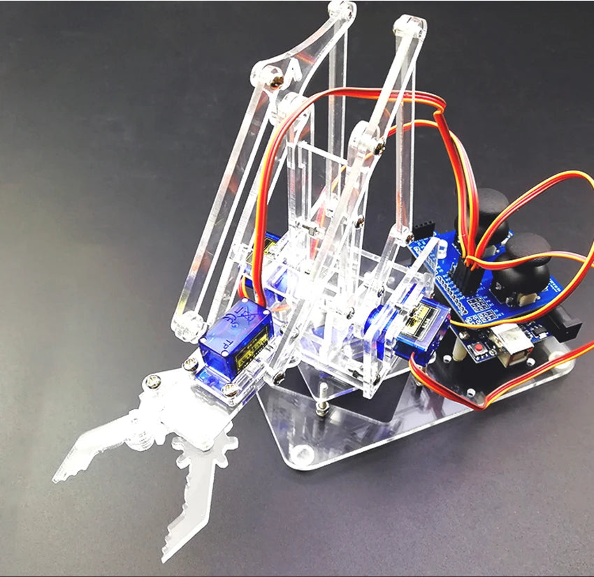 Kit Garra Brazo Robot Manipulador Mecánico Acrílico 4-DOF (Desarmado, para SG90/MG90S) Arduino STEAM