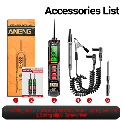 Lápiz Tester Voltaje Digital ANENG HA3015 (4V-600V) - 4000 Cuentas, Inteligente para Electricista/Automotriz
