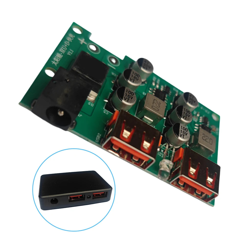Estabilizador Panel Solar DC 5V 3A Dual USB Carga Rápida Controlador Regulador para Celular/Laptop/Cámara/Drones