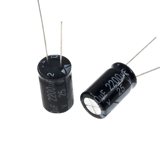 Capacitor Electrolítico Aluminio Radial (2200uF, 25V, 10x25mm) - Pack 10 Unidades