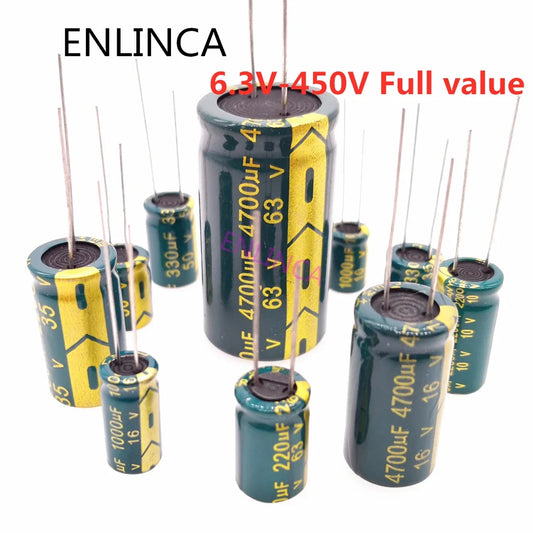 Capacitor Electrolítico Alta Frecuencia Bajo ESR (100uF-3300uF, 16V-400V) - Unidad (Especificar Valor)
