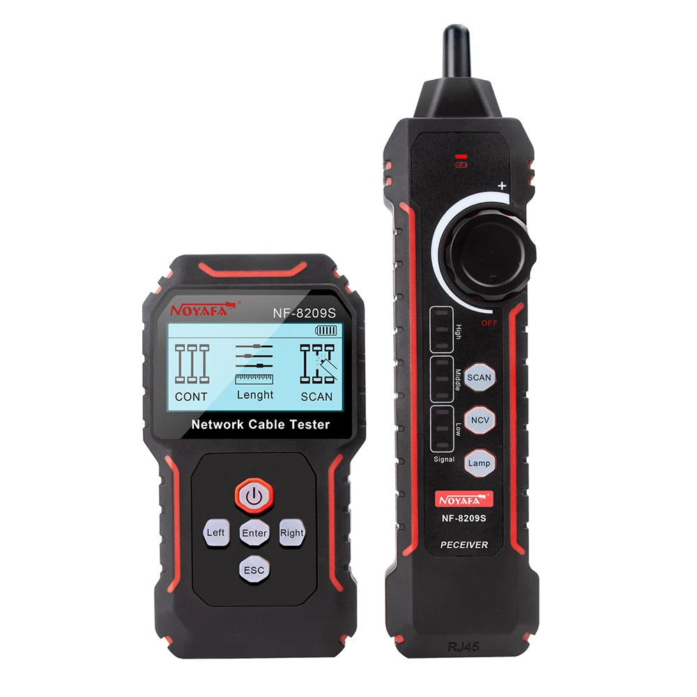 Rastreador Cable Red Noyafa NF-8209S - Tester LAN (Mide Longitud, Wiremap) con Display LCD