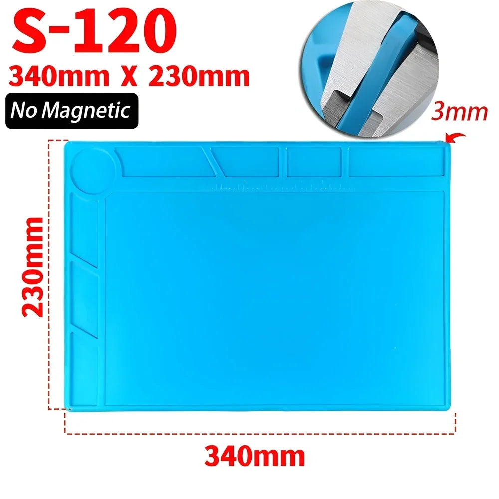 Alfombrilla Silicona ESD Aislante Térmica Resistente Calor para Soldadura Reparación Computadora/Teléfono (Kit Mantenimiento)