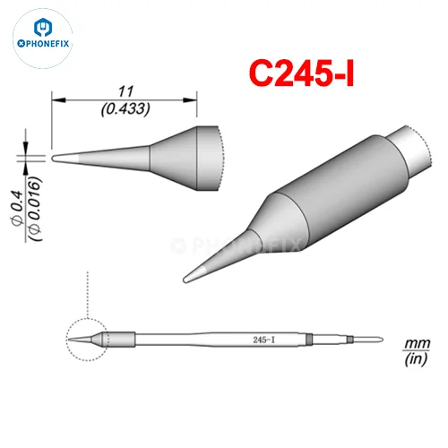 Puntas Cautín Soldador PHONEFIX Serie C245/C470 para Estación JBC / Mango Universal T245/T470 (Reparación PCB/IC)