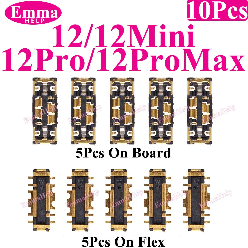 Conector FPC Batería Interno (Clip Placa) para iPhone 8/X/XS/XR/11/12/13/14/15/16 Pro Max/Plus (10 Unidades)
