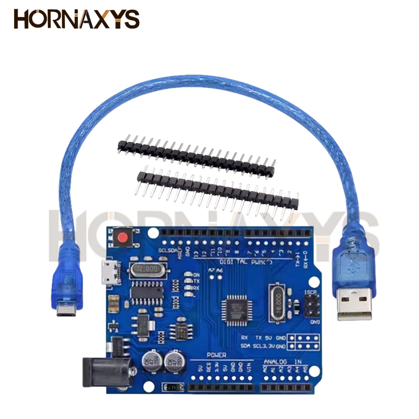 Placa Desarrollo UNO R3 (CH340G, Chip MEGA328P 16MHz) con Cable USB Tipo C/Micro para Arduino (1 Unidad)