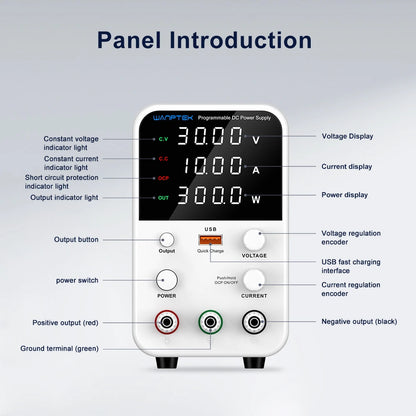 Fuente de Poder Laboratorio WANPTEK DC Ajustable 30V/60V/120V Regulador Voltaje Preajuste V/A (Input 110V/220V)