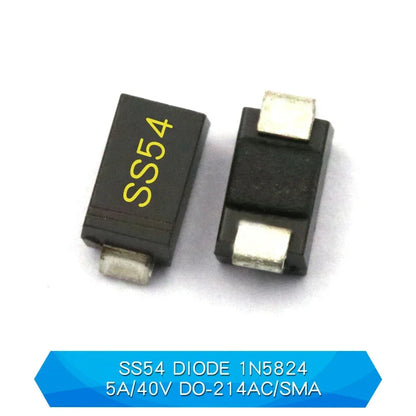 Diodo Schottky SMD (SS12/SS14/SS24/SS26/SS34/SS36/SS54/SS110/SS2200, SMA) (20 Unidades)