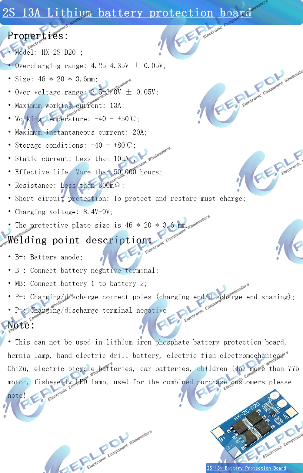 2S 2A 3A 4A 5A 8A 10A 13A 20A 7.4V 8.4V Li-ion 18650 Lithium battery protection board / BMS board Standard / Balance