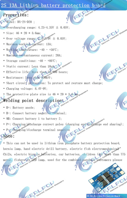2S 2A 3A 4A 5A 8A 10A 13A 20A 7.4V 8.4V Li-ion 18650 Lithium battery protection board / BMS board Standard / Balance