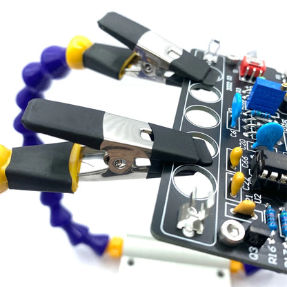 Brazos Flexibles "Helping Hands" con Pinza Tornillo Banco Mesa y Soporte Cautín para Soldadura/Reparación PCB (Compatible TS100/TS101/PINE64)