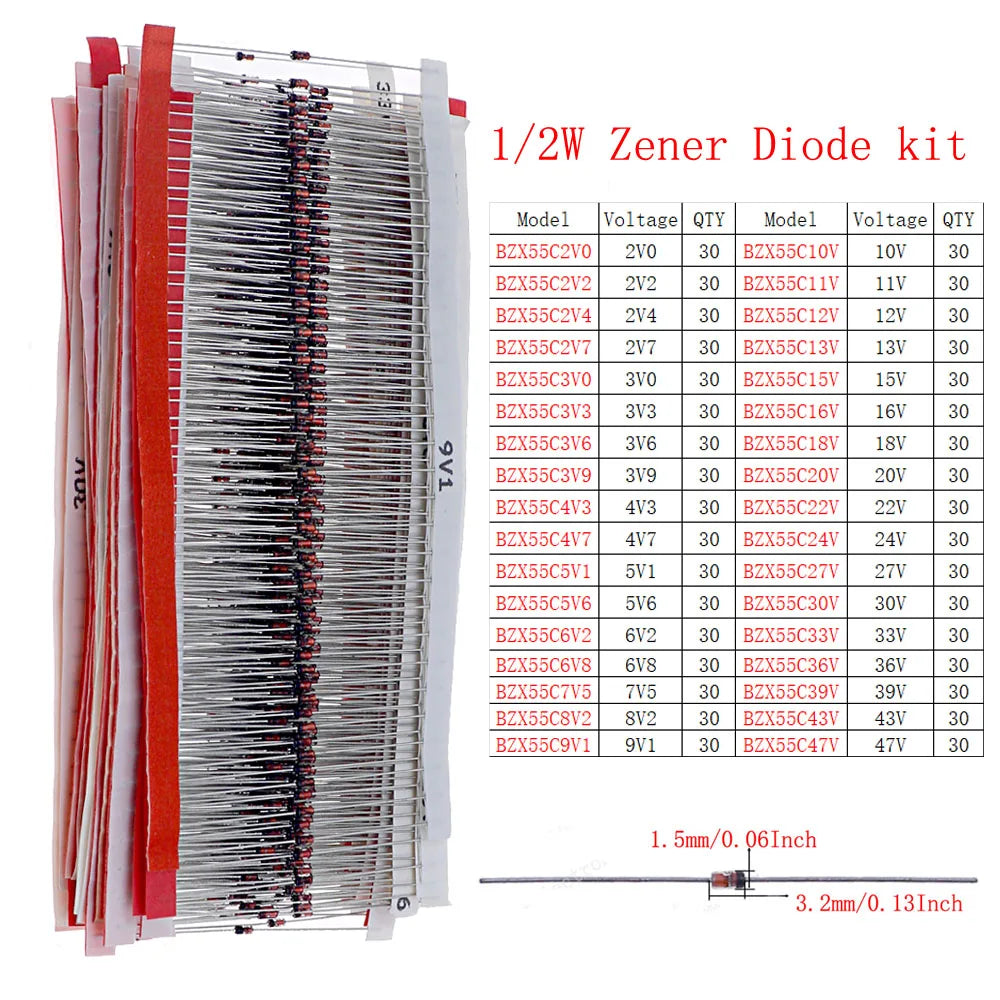 Kit Surtido Diodos (Rectificador/Zener/Schottky Rápido/Switching) DIP/SMD (1N4148, 1N4007, 1N5819, FR107, etc.)