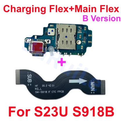 Puerto de carga flexible para Samsung S23 S22 Plus Ultra S901B S901U S906U S908B S S911B S916U S918B placa base conectar Cable USB principal