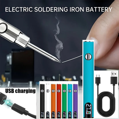 Kit Cautín Recargable USB (Batería Varilla Conector 510) Display LED, Voltaje Ajustable 3 Niveles, Herramienta DIY Reparación