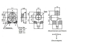 Potenciómetro Trimmer SMD 3x3mm Ajustable (100Ω-1MΩ) - Pack 20 Unidades (Valores Surtidos)