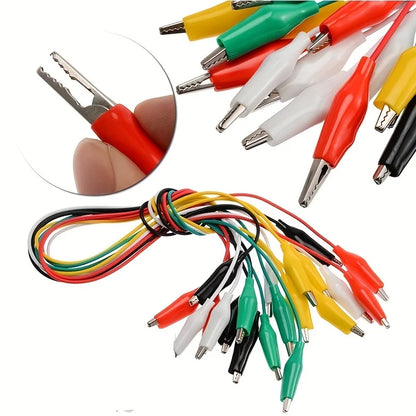 Cables Prueba DIY Pinzas Caimán Doble Extremo (Clip Cocodrilo, 46cm) (Set 10 Unidades)