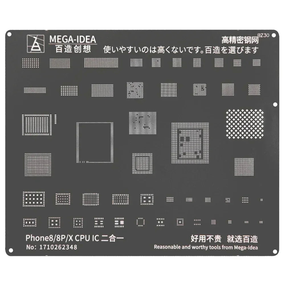 QIANLI MEGA-IDEA Black BGA Reballing Stencil Multifunction Universal Net for iPhone 6-16 Pro Max Planting Tin Steel Mesh tools