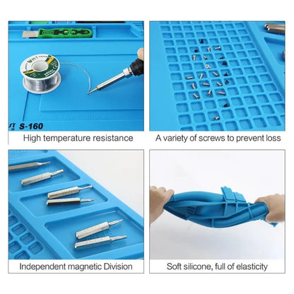 Alfombrilla Silicona Multifuncional Gruesa Magnética Antiestática Resistente Temperatura para Reparación Electrónica/Placa Base IC